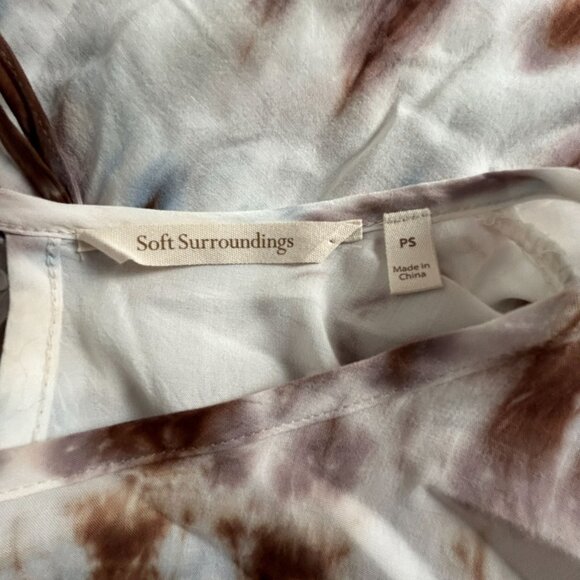 Soft Surroundings Womens Tie-Dye Long Sleeve Tunic Top Blouse PS Brown NWOT - Picture 3 of 7